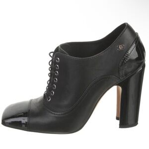 Chanel square cap toe leather heels RETAIL 1,995